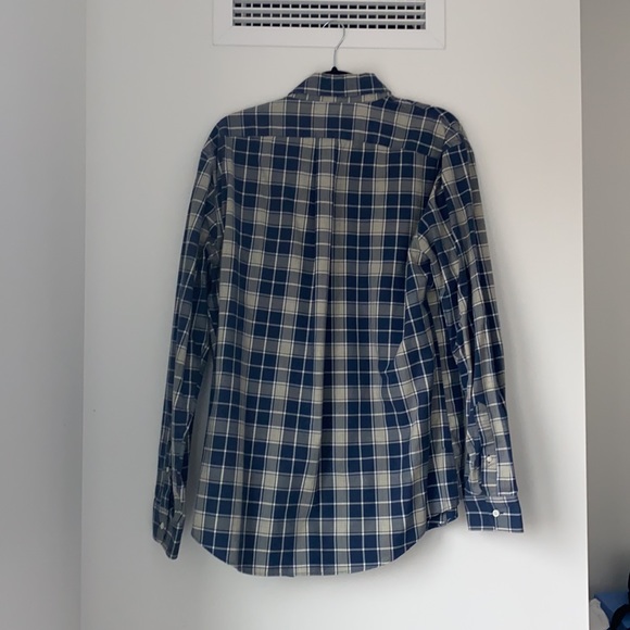 Mens: lands end blue plaid button down - Picture 4 of 4
